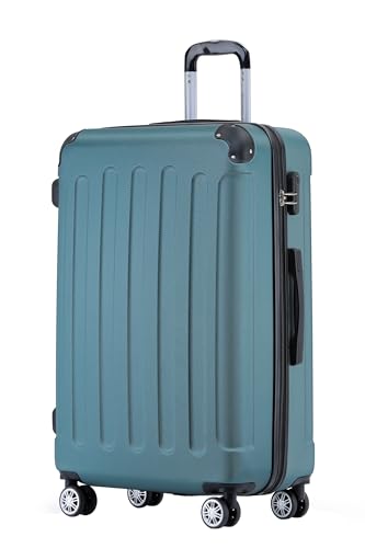 Vierrollen-Trolley-Suitecase mit dunkelgrünem Bezug, großes Format aus dem Set M-L-XL