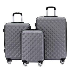 Zwillingsrollen 2066 von BEIBYE: Harte Schale, Trolley Koffer, Reisekoffer, Gepäckset M-L-XL Business Grey