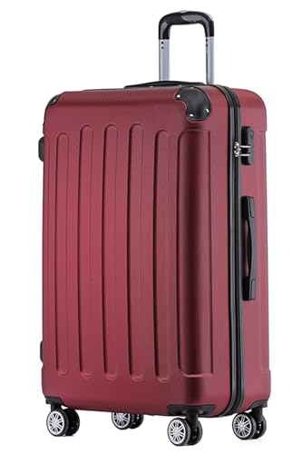 Hochwertiger Reisekoffer mit Zwillingsrollen, Hardcase und hohen Anforderungen in 14 Farben, inklusive Weinrot und Mittelgröße 66 cm.