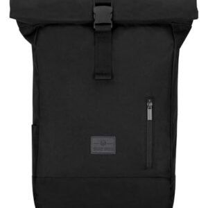 Johnny Urban Rolltop Rucksack Damen & Herren Schwarz - Robin Medium - Rolltop Mit Laptopfach für Uni Business Fahrrad - 15L - Nachhaltig - Wasserabweisend