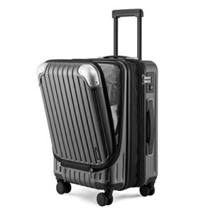 LEVEL8 Koffer Trolleys Leicht ABS+ PC Handgepäck Hartschalen-Koffer Trolley Rollkoffer Reisekoffer Erweiterbar, TSA, 4 Rollen, 55 cm, 36-42 Liter, Grau - Der perfekte Reisebegleiter für Ihre Reisen