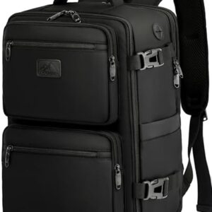 Robuster Rucksack mit Laptopfach, großzügigen Hauptfach und vielen Taschen. Ideal für Fluggesellschaften. Schwarz.