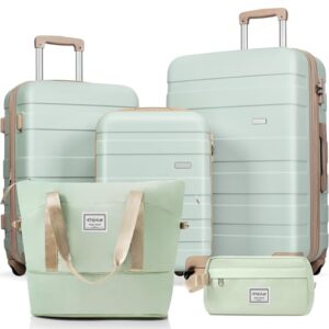 Merax 5-teiliges ABS-Hartschalen-Kofferset mit Spinner-Rollen, hellgrün, 5-teiliges Set - Reisegepäck mit wasserdichter Konstruktion und leichtem Gewicht