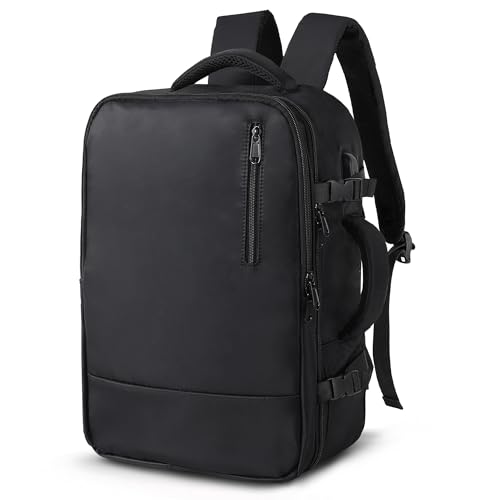 TANTOMI Handgepäck Rucksack, Ryanair Handgepäck 40x27x17, Reiserucksack Laptop Rucksack 15.6 Zoll für Herren Damen Businese Arbeit Reise Cabin Bag mit Schuhfach, Leichtgewicht, Schwarz