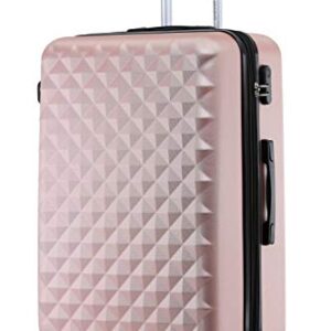 Beibye Zwillingsrollen 2066 Hartschale Trolley Koffer Reisekoffer Gepäck M-L-XL-Set in Rosa Gold, XL mit harten Rollen und viel Platz für den Urlaub