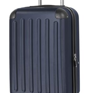 Praktischer und leichter Kabinentrolley für Flugreisen mit ABS-Hartschale, Teleskopstange und 4 Doppelrollen in dunkelblau