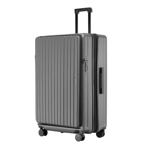Expansionsfähiger Hartschalen-Koffer mit Oberseiten-Öffnung, Kompressionsgurt und extra Stauraum in Business-Grau, XL-Format 80cm
