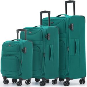 Münicase Stoffkoffer, türkis, 15% extra-Volumen, TSA-Schloss, 360° Doppelrollen & verdecktes Namensschild