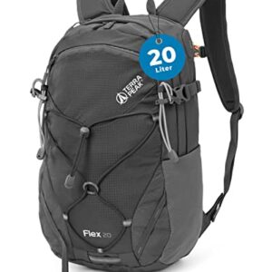 Terra Peak Wanderrucksack 20L, wasserdicht, für Damen und Herren, 20 Liter Volumen, grauer Farbton, ideal für Trekking und Outdoor-Aktivitäten