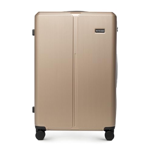 Großer Reisekoffer aus ABS mit 96 Liter Fassungsvermögen, 4 rollen 360°, Zahlenschloss und Teleskopgriff, Farbe: Gold
