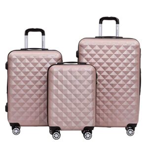 Trolley Koffer Reisekoffer Gepäckset Kofferset 4 Zwillingsrollen Hartschale, rosa goldfarben