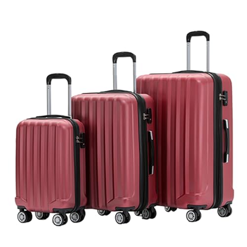 BEIBYE TSA-Schloss 2080 Zwillingsrollen neu Reisekoffer Koffer Trolley Hartschale Set, Weinrot
