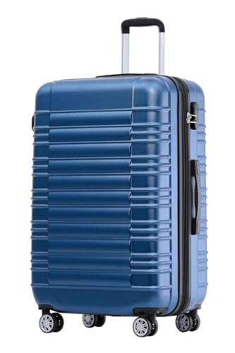 Blauer Reisekoffer mit Rollen und Hartschalen-Design, ideal für Reisen in verschiedenen Größen (M, L, XL)