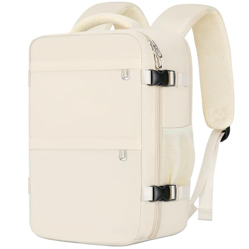 Beiger Reiserucksack mit 20 Liter Fassungsgeometrie, ideal für Flugreisen und täglichen Gebrauch, laptop-freundlich und kompatibel zu Ryanair und EasyJet