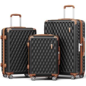 Melalenia 3-teiliges Kofferset mit TSA-Schloss und 4 Rollen, Reisekoffer Set für Handgepäck und Mittelgroßes Gepäck