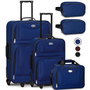 Juskys Trolley Reisekoffer Set 5 teilig - 60 Liter, 2 Rollen, Weichschale, wasserabweisend Stoff, leicht, Handgepäck