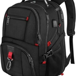 Wasserdichter Rucksack mit vier großen Fächern und zwei Netztaschen für Laptop und persönliche Dinge, ideal für Reisen, Schule oder Arbeit.