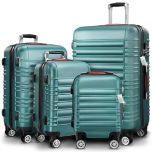 Reisekofferset Monzana 4-tlg. mit Schloss Organizer, Kofferwaage, Gurt, Gel-Griffe und Zwillingsrollen für Reisen in Größen S, M, L und XL