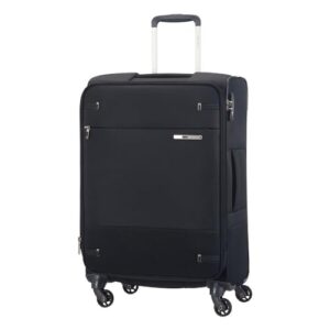 Schwarzer Samsonite Base Boost Weichgepäck Koffer mit 4 Rollen und TSA-Schloss, ideal für tägliche Reisen und erhältlich in verschiedenen Größen.