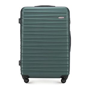 Ein großer Reisekoffer mit Hartschale und Rollen, ideal für lange Urlaubsreisen oder Familienausflüge. Robust, praktisch und sicher.