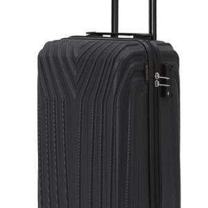 Beibye Kofferset Rollkoffer Hartschale, TSA Schloss, Zwillingsrollen, Erweiterung (Schwarz, 55 cm)
