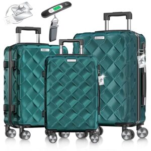 KESSER Reisekoffer Set 3-teilig: Widerstandsfähiger Hartschalenkoffer mit Zahlenschloss, Kofferwaage & Reisebrieftasche für Business & Reisen
