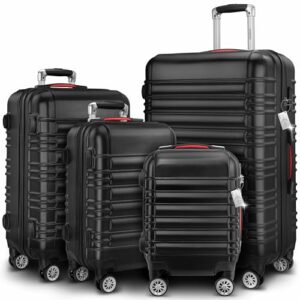 Vollausstattung für perfekten Reiseerlebnis: Monzana Kofferset mit Schloss Organizer, Hartschale und Zwillingsrollen für S, M, L und XL - Reisekoffer für alle Abenteurer und Reisende