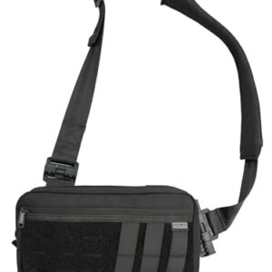 Taktische Umhängetasche mit verstellbarem Schultergurt und vielseitigen Trageoptionen für Reise, Schule oder Outdoor-Aktivitäten in Schwarz