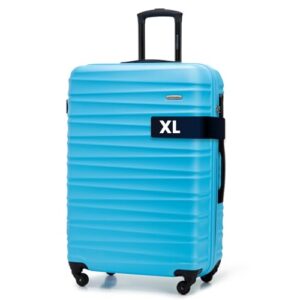 WITTCHEN Reisekoffer Groß Rollkoffer Trolley Großer Koffer Check-In Gepäck Hartschale aus ABS 4 Spinner-Rollen Zahlenschloss Größe L blau für lange Urlaubsreisen Familienausflüge oder Fernreisen
