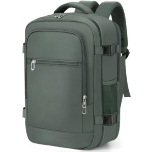 BAHIWOM Handgepäck Rucksack 40x20x25 für Ryanair, 20L Reiserucksack mit 14 Zoll Laptopfach, Trolley Sleeve, Unter Sitz Flugzeug Kabinentasche für Geschäftsreisen, City-Commute, Grün