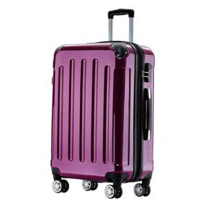 Beibye Hartschalen Koffer Trolley Rollkoffer Reisekoffer 4 Zwillingsrollen Polycabonat, lila, Handgepäck 55cm, 40L