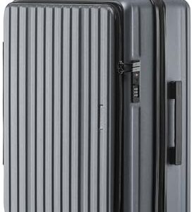 Münicase Koffer Expandierbar - Hartschalen-Trolley mit Oberseiten-Öffnung und extra Stauraum für Reisen, strapazierfähig, leicht, Businessgrey, L-65cm