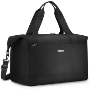 VSNOON Ryanair Handgepäck 40x30x20, 25L Faltbare Weekender Reisetasche für Männer Frauen, wasserdichte Wizzair Handgepäck Tasche, Weekender Reisetasche für Reise, Wochenende, Gym, Schwarz