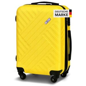 Hochwertiger Reisekoffer in Gelb mit 360° Leichtlauf-Rollen und Zahlenschloss