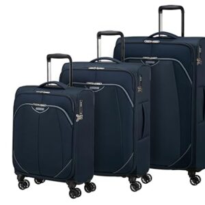 Weichgepäck-Kofferset für alle Reisen - 3-teiliges Set aus Handgepäck, Mittel und Groß in Leicht-Blau (Navy)