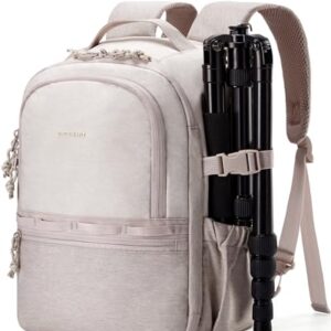 Kameratasche für Fotografen mit zwei Kompartimenten, passend für 12.9 Zoll iPad und DSLR SLR Kameras von Sony Canon Nikon, beige Farbe