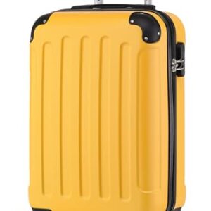 Vibrantes gelbes Reisekoffer mit 4 Zwillingsrollen und Hohenverstellbarem Teleskopgriff in 20 Farben, ideal für Handgepäck (55cm)