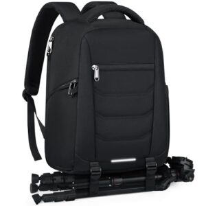 Praktischer und kreativer Kamerarucksack für Fotografen mit 14 Zoll Laptopfach, kompatibel mit Nikon Canon Sony, schwarzes Design