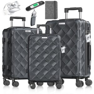 KESSER Reisekoffer Set 3-teilig mit ABS Hartschalenkoffern, Zahlenschlösser und Reisebrieftasche für Geschäftsreisen und Urlaube