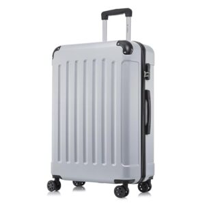 Silberner Reisekoffer mit 4 Rollen, Trolley für Handgepäck mit hartschalenreisegepäck und Zahlenschloss