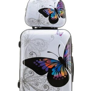 Beibye Butterfly 2060 4-teiliges Reisekoffer-Trolley-Hartschalen-Kofferset, XL-75cm + Beautycase, komplettes Set für Reisen, Hartschalen Design, innere Organisation, großzügiger Stauraum