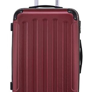 Komfortabler Hartschalenkoffer mit 4 Rollen, Burgundy Farbe, ideal für Reisen und Transport von Gepäck.