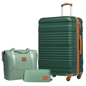 COOLIFE Koffer Set 3 Teilig: Luggage Set Groß 28‘’ + Reisetasche & Kulturtasche mit ABS Hartschale, 360° Rollen & TSA-Schloss für Europa, Kreuzfahrt & Auslandsstudium
