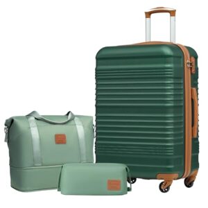 COOLIFE Koffer Set 3 Teilig: Luggage Set Mittelgroß 24‘’ mit Reisetasche & Kulturtasche für Europa, Kreuzfahrt & Auslandsstudium - Familienurlaub Essentials