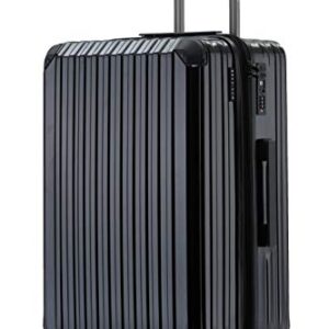 Reisekoffer mit TSA-Schloss, Dehnungsfuge und Teleskopgriff. Schwarz, mittler Koffer.
