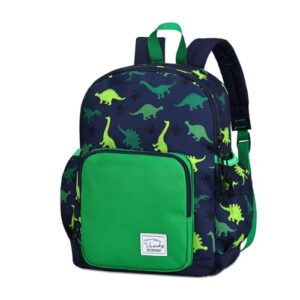 Kinderrucksack für Jungen mit grünem Dinosaurier-Muster, perfekt für Kleinkinder zwischen 2-4 Jahren, Mini-Schultasche mit Brustgurt für Kindergarten, Kita und Reisen.
