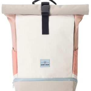 Beiger und rosa Rucksack mit Laptopfach für Damen & Herren, 15L, Wasserabweisend, ideal für Uni, Fahrrad oder Business