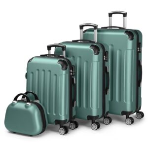LALAHO Kofferset 4 teilig, Hartschalenkoffer Set mit Rollen, Reisekoffer in Türkis