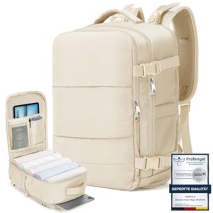 Handgepäck Rucksack Ryanair Handgepäck 40x20x25, beige, Reisebegleiter für Frauen und Männer mit separater Schuhtasche und vier Taschen