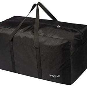 WEERY Reisetasche, 96L Groß Wasserdicht Reisetaschen, Leichte Faltbare Duffel Taschen für Weekender Herren Damen, Schwarz